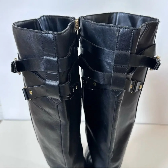 Franco Sarto Celeste Leather Knee High Boots Womens Size 6 M-W/C Black Gold - Picture 5 of 12